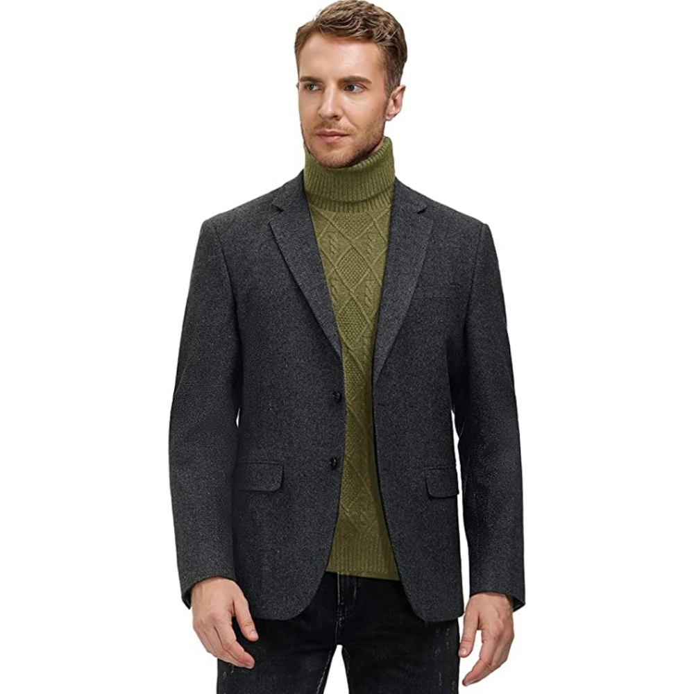 Men's Vintage Turtleneck Sweater Slim Fit Cable Knit Fisherman Sweater - Picture 3 of 5